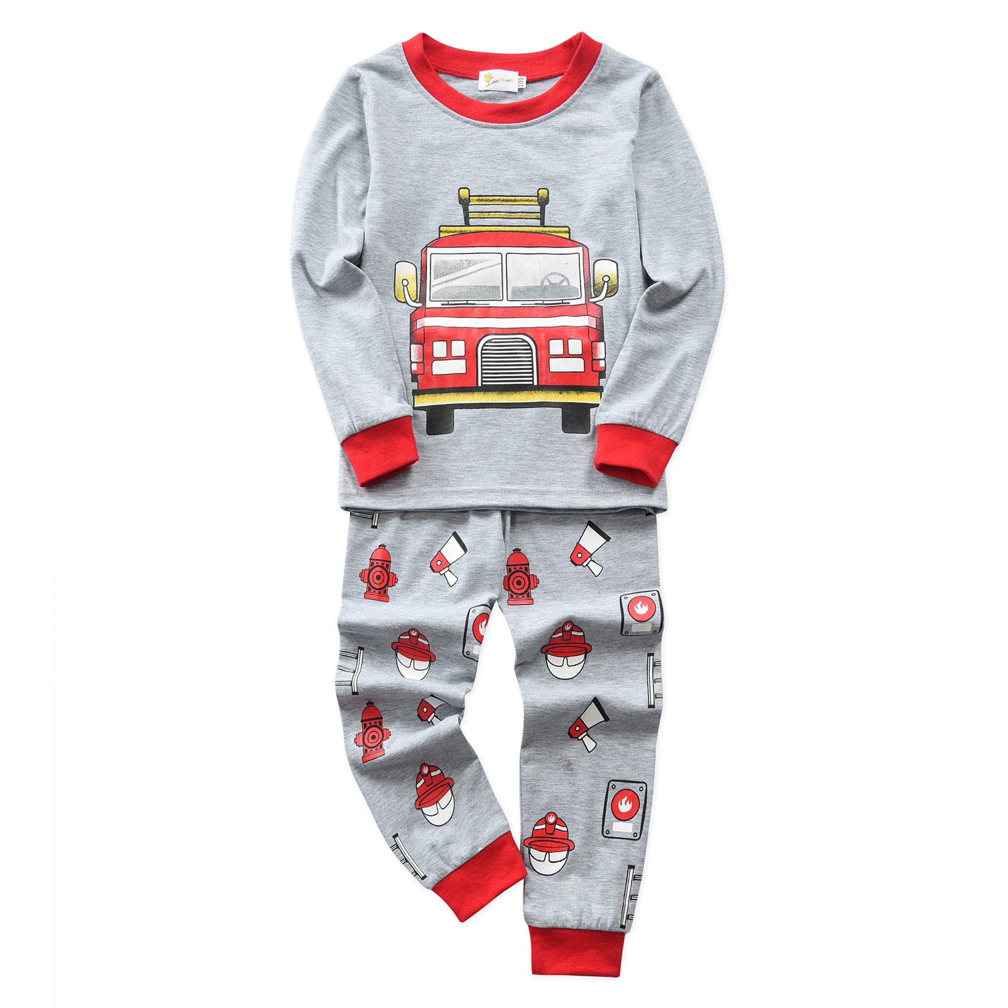 Boys Pajamas Long Sleeve Toddler Clothes Set Dinosaur 100% Cotton Little Kids Pjs Sleepwear