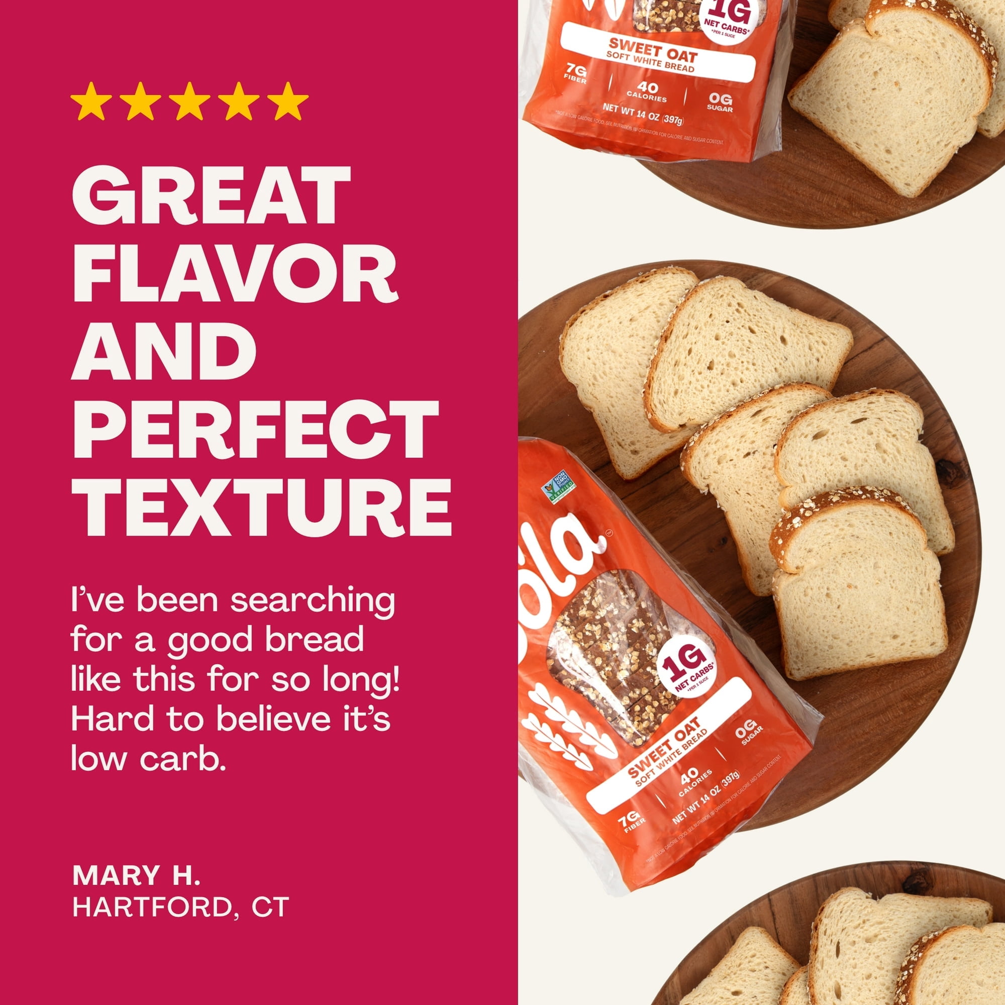 Sola Sweet Oat Sliced Bread, Soft White Bread, Non-GMO, 14 oz