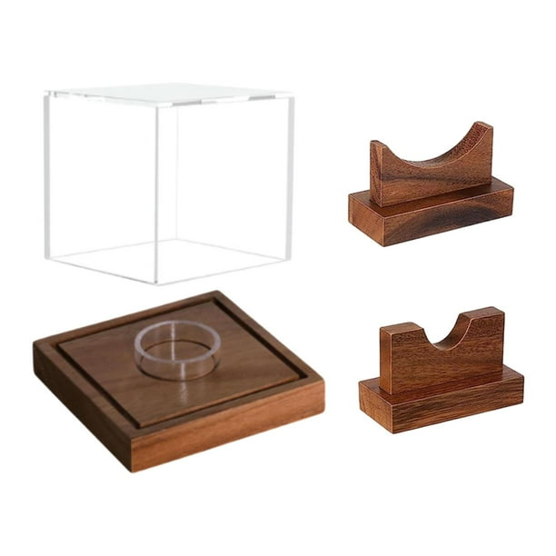 Vitrina de béisbol, caja de almacenamiento, regalo para hombres y mujeres, regalo para el Día del Padre, transparente Madera oscura
