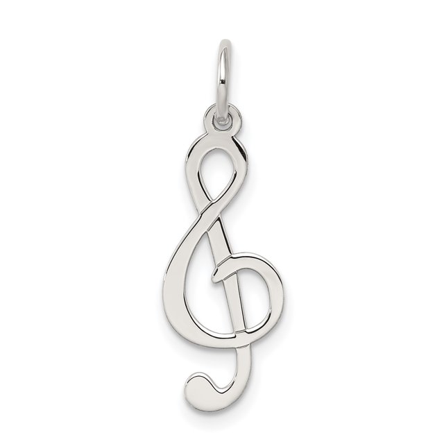925 Sterling Silver Trèfle Note de Musique Pendentif Pendentif Musical