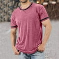 thumbnail image 2 of Mens Shirts,Mens Fashion Deep V Neck Short Sleeved T Shirt Cotton Elastic Bottoming Shirt Small Stand Up Collar In Summer,Shirts for Men,Men's T-shirts(Color:Red,Size:XL), 2 of 5