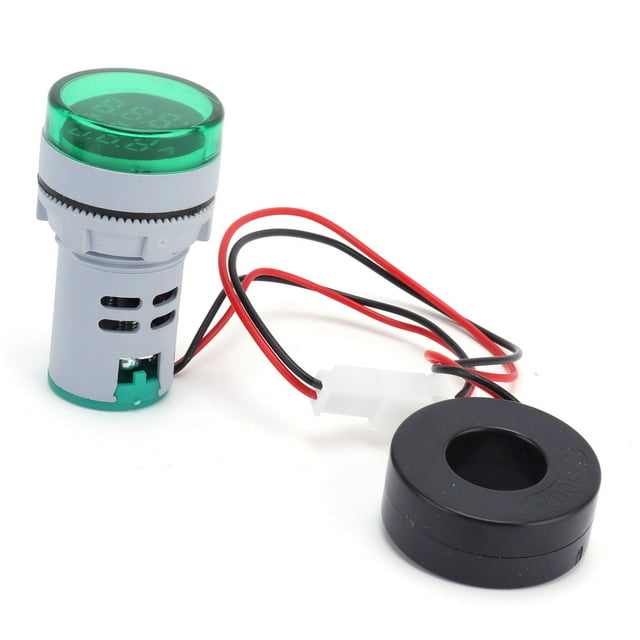 Current Indicator, 60~500V AC 0~99.9A Indicator Light Round for Industrial Control Components for Current Red,Green,Blue,White,Yellow