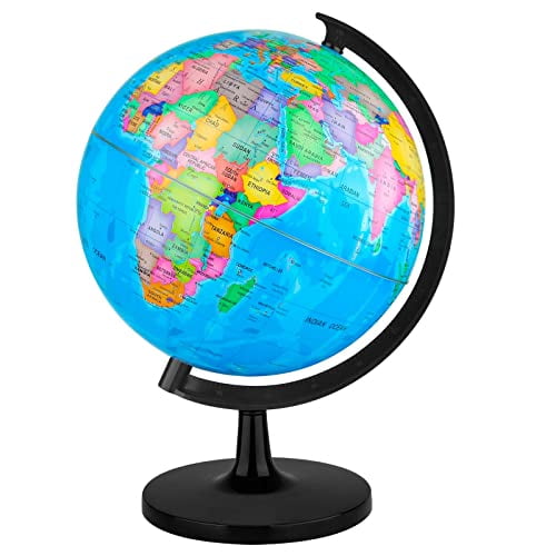 10'' World Globe for Kids Learning,DIY Assemble Educational Rotating World Map Globes Large Size Decorative Earth Children Globe for Classroom Geography Teaching,Desk and Office Decoration