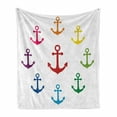 thumbnail image 1 of Anchor Soft Flannel Fleece Throw Blanket, Colorful in Circular Design Nautical Maritime Theme Naval Sailboat Equipment, Cozy Plush for Indoor and Outdoor Use, 50" x 60", Multicolor, by Ambesonne, 1 of 6