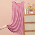 thumbnail image 3 of Blmnix Womens Nightgowns Lightweight Nightgowns Bamboo Nightgowns Sleep Tanks Chemise Sleeveless Below-the-Knee Crew Neck Red Moo Moos for Women Nightgown, 3 of 6