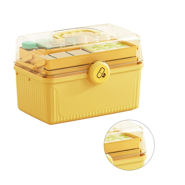 Large Capacity 3 Layer Storage Box, Watertight Portable First Aid Organizer Travel Medical Storage Box for Home & Outdoor Use