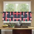 thumbnail image 4 of Yayeee Kitchen Curtains Tier Set of 2 Light Filtering 57"x36" Over Sink Window Panels, Pink Geometric, 4 of 7