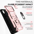 thumbnail image 5 of JTCASES for iPhone XR Case, Heavy Duty Protection Magnetic Car Mount Rotating Stand [Slide Camera Window] Rugged Shockproof Anti-fall Shell for iPhone XR, Rosegold, 5 of 7
