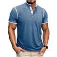 thumbnail image 1 of Usted Es Más Que una Prueba de Puntuación de la Camisa de los Hombres de Color Sólido Se Levantan Cuello Blusa, Casual de Manga Corta Botón de los Hombres Camisas con Mezcla Suave de Viscosa, Ligero, 1 of 7