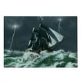thumbnail image 2 of Nautical Cutting Board, Big Ship on Wavy Ocean in a Stormy Weather with Thunderbolts Pirate Sails, Decorative Tempered Glass Cutting and Serving Board, in 3 Sizes, by Ambesonne, 2 of 5