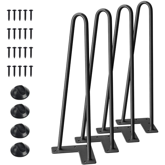 16" Hairpin Furniture Legs, Black 4PCS