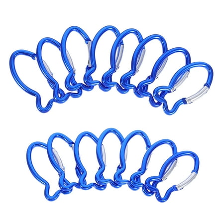 Raindrops 15Pcs Aluminum Alloy Carabiner Hanger Hook Blue for Traveling