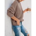 thumbnail image 5 of Fall Winter Women Long Sleeve Cable Knit Sweater Batwing Turtleneck Pullover, 5 of 6