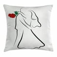 thumbnail image 1 of Wedding Decorations Throw Pillow Cushion Cover, Classical Simple Silhouette of Wedding Couple In Love Red Roses, Decorative Square Accent Pillow Case, 18 X 18 Inches, Black White Red, by Ambesonne, 1 of 2