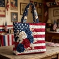 thumbnail image 5 of 4th of July Quilted Tote Bag Women Vintage Book Floral Handbag Unique Large Shoulder Bag Cotton Boho Shopping Bag, 5 of 9