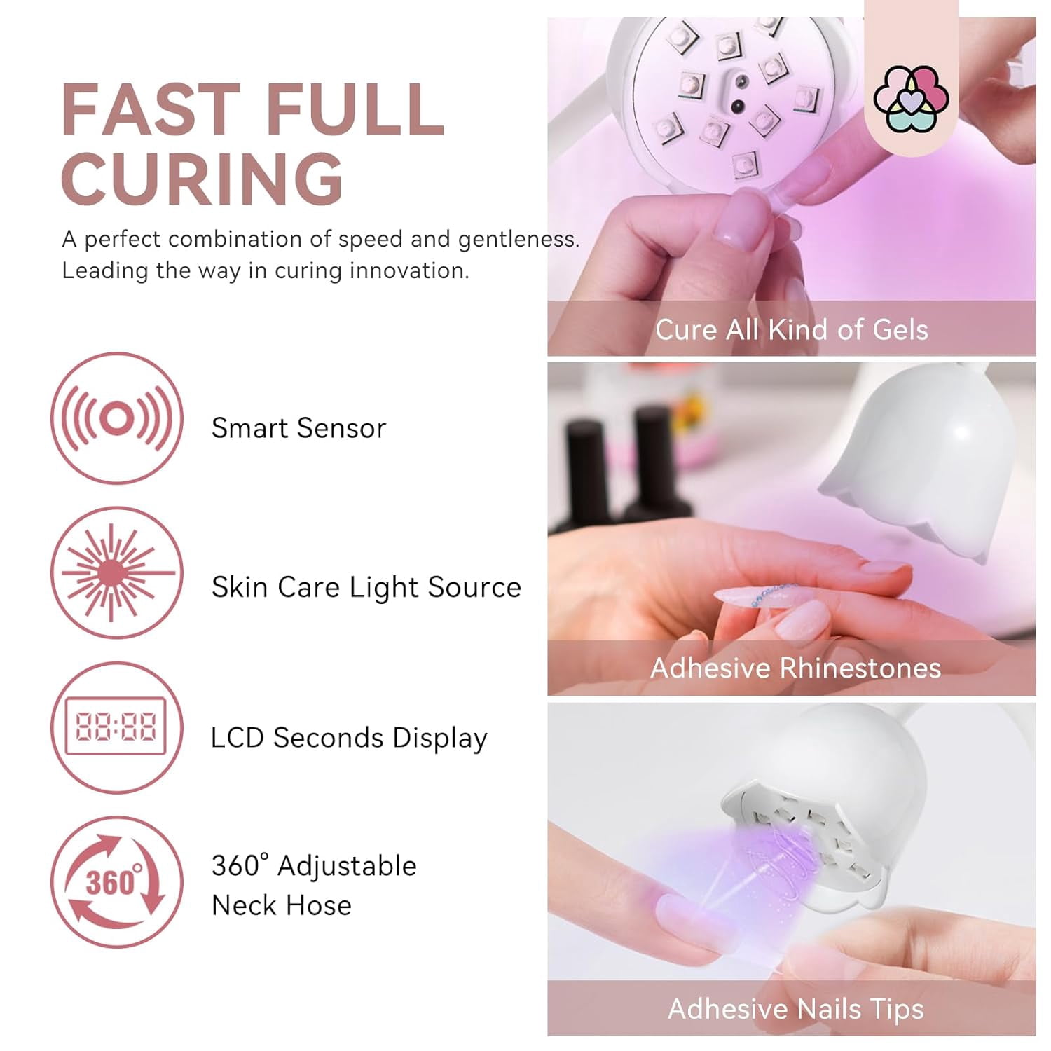 Lamp-30W Gel X Lamp Mini Cordless Nail Lamp for Gel Nail Polish 27W U V Light for Gel Nails: Smart Sensor U V Gel X Lamp 10s Flash Cure Intellisense Gooseneck U V