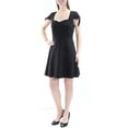 thumbnail image 3 of KENSIE Womens Black Cap Sleeve Queen Anne Neckline Above The Knee Cocktail Dress M, 3 of 4