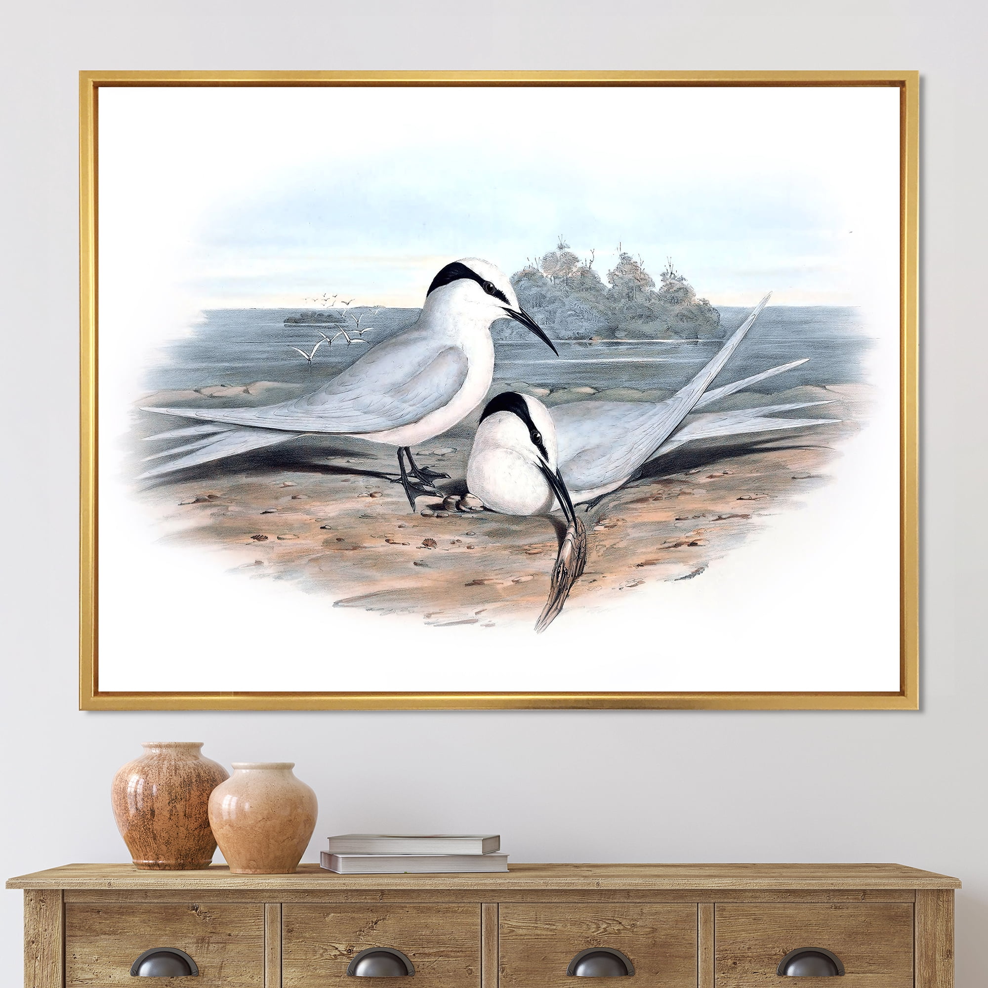 Designart 'Ancient Birds In The Wild IX' Traditional Framed Canvas Wall Art Print