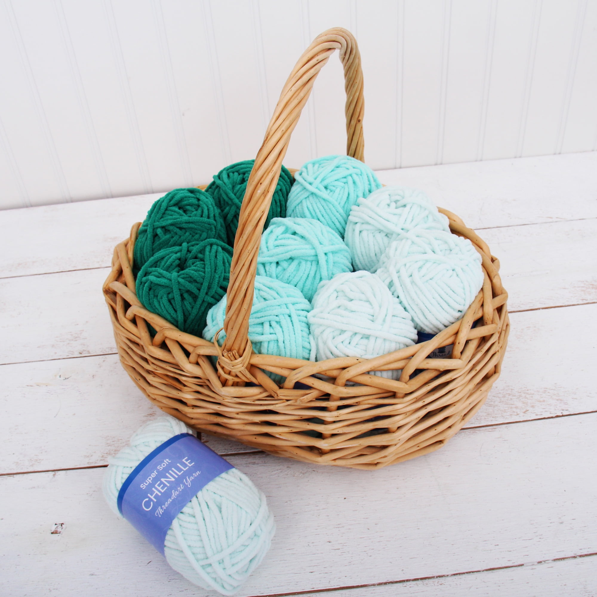 ThreadArt Chenille Yarn Set for Crocheting, Knitting, Amigurumi, Super Soft Plush Velvet Yarn - Bright Colors - Pack of 5 Skeins - 50 Gram 60 yds #5 Fluffy Yarn Skeins - Plush Yarn