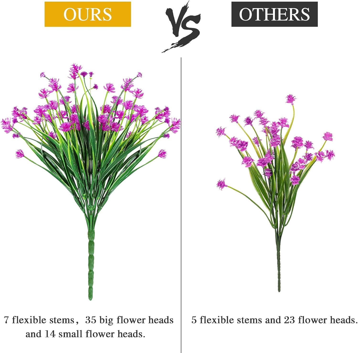 6 Bundles Artificial Flowers for Spring Decoration, Outdoor UV Resistant Fake Flowers No Fade Faux Plastic Plants for Indoor Outside Window Box Porch Hanging Basket Decor (Magenta-camellia)
