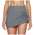 thumbnail image 1 of High Waisted Pleated Slit Drawstring Swim Skirt Shorts Exposure Double Layer Triangle Yoga Bottoms For Women, 1 of 4