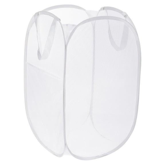 Uxcell Mesh Laundry Hamper, Collapsible Laundry Baskets Bag, White