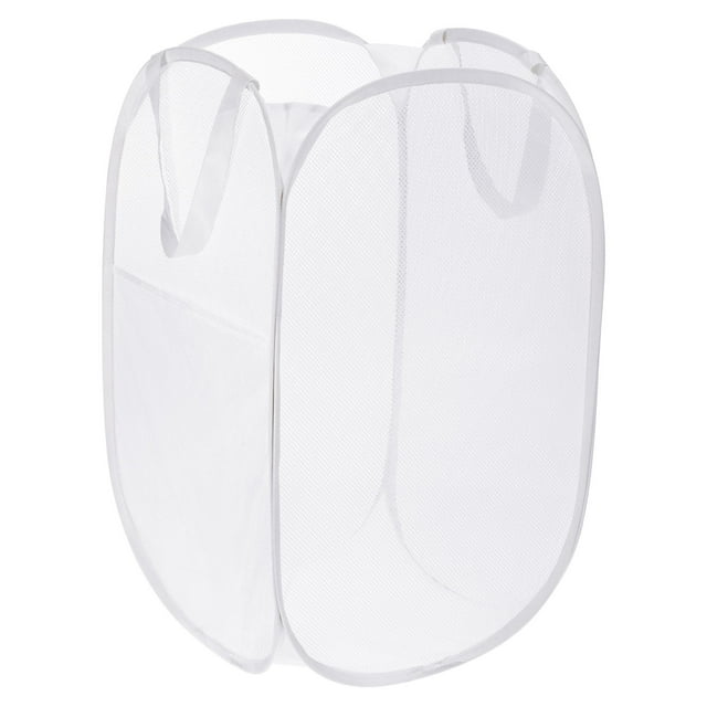 Unique Bargains Panier à Linge en Maille, Paniers à Linge Pliables, Blanc