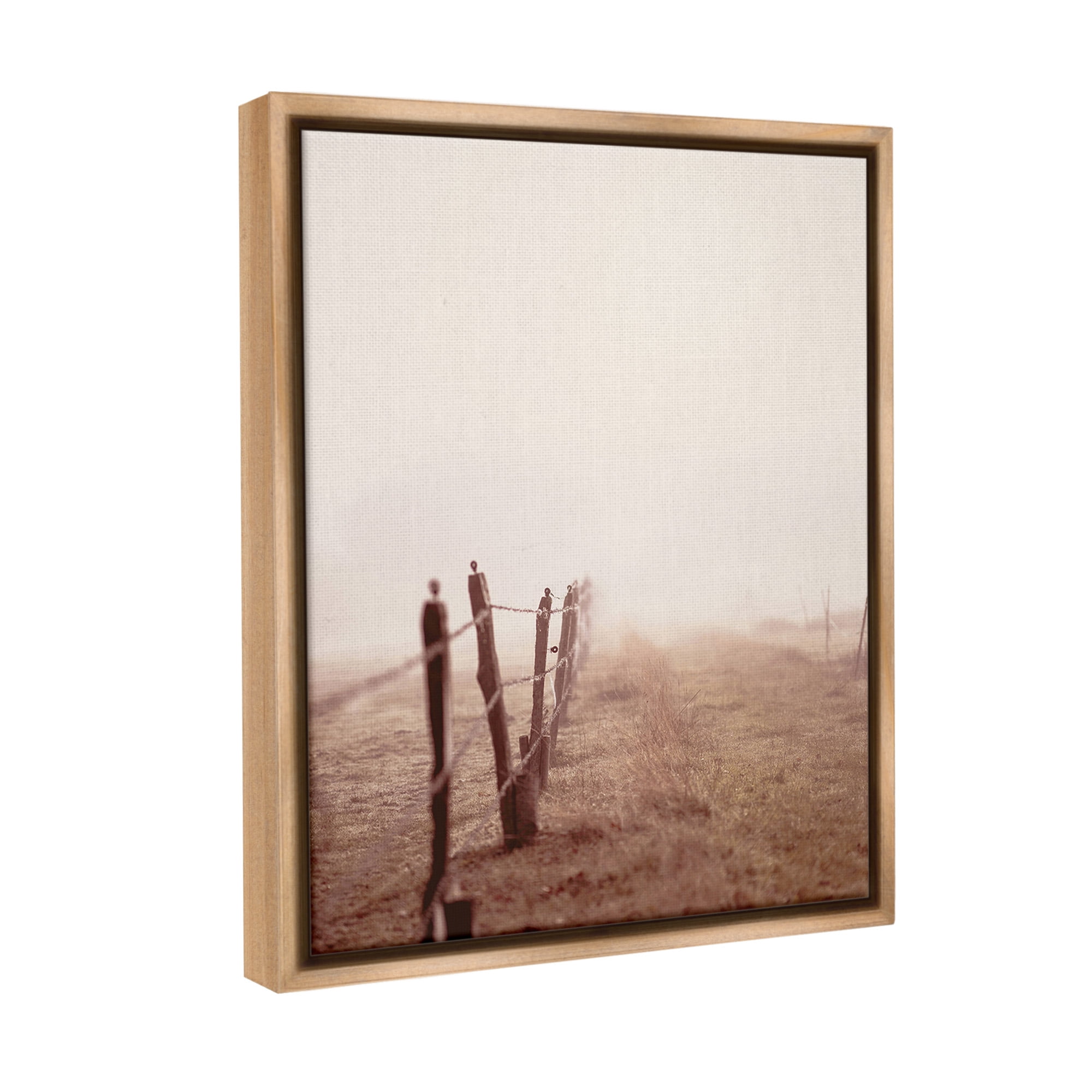 Stupell Industries Quiet Foggy Countryside Landscape Photography Brown Floater Framed Canvas Art Print Wall Art, 17 x 21