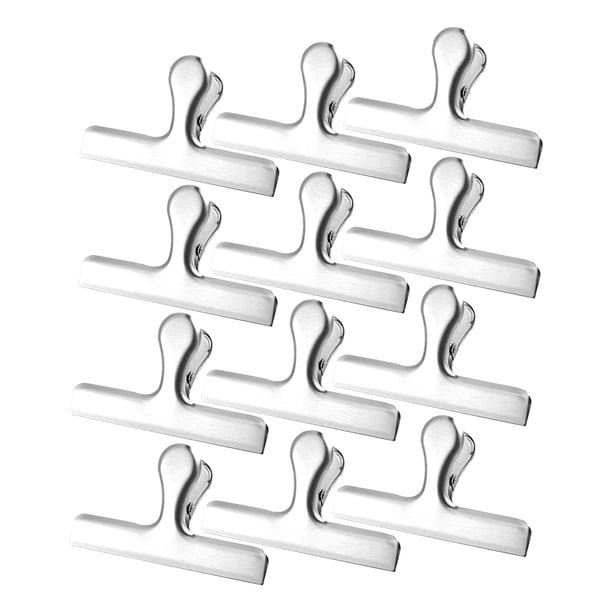 Kearding Clips de bolsa de virutas de Metal de 12 piezas Clips de acero inoxidable resistentes y duraderos de amplia aplicación hechos Almacenamiento y organización del hogar grande 12*7cm