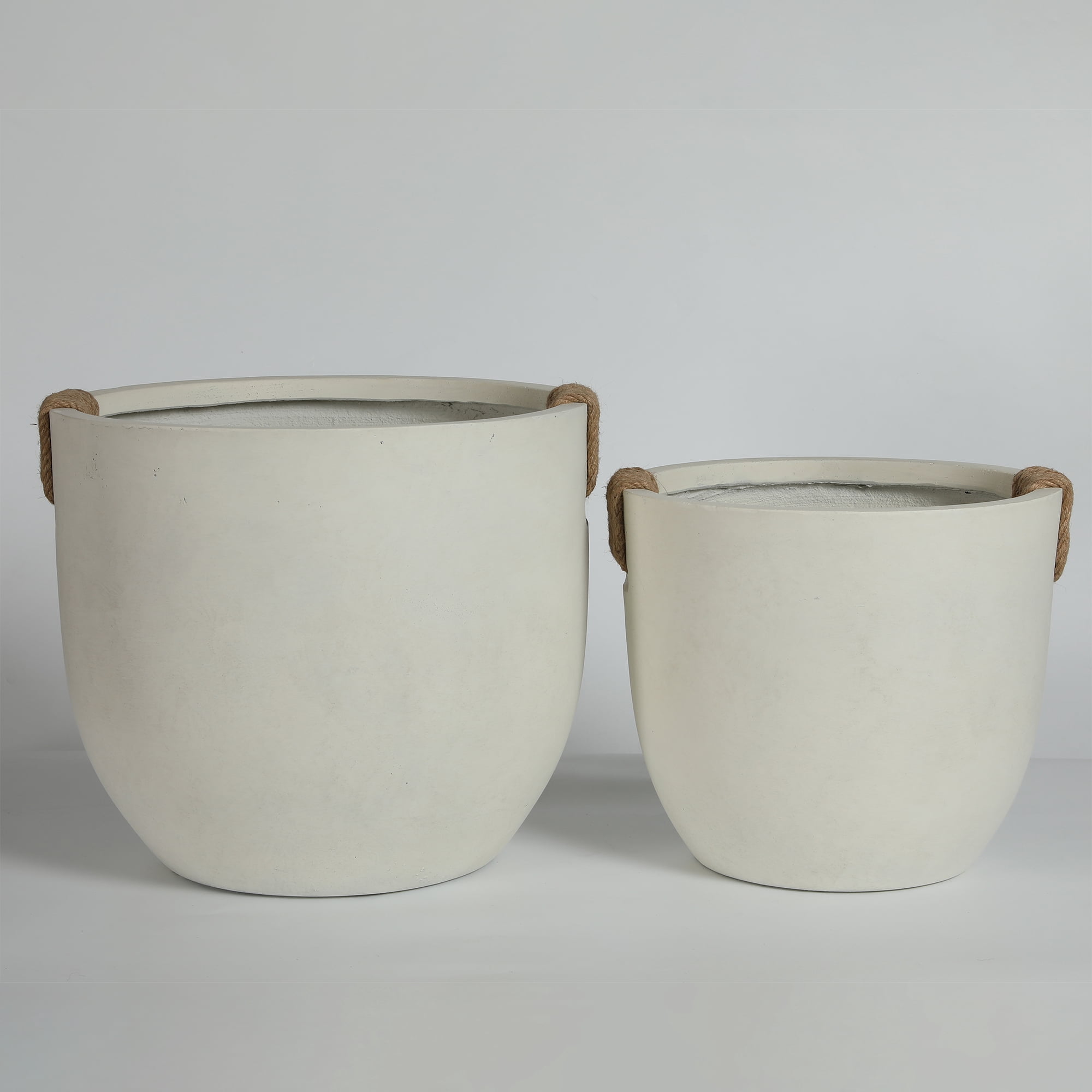 Concrete Planter, 2 Pack Round Flower Pot with Drainage Hole for Garden Balcony Patio Yard, Off White