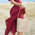 thumbnail image 3 of Spencer Women Straw Beach Bag Tote Shoulder Bag Fashion Woven Shoulder Purse Handbag (Dark Beige), 3 of 11