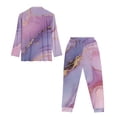 thumbnail image 5 of DISNIMO Marble Print Women's 2 Piece Pajama Sets Long Sleeve Nighwear Button Down Pjs V Neck Sleepwear Loungewear with Long Pants, 5 of 6