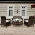 thumbnail image 2 of 4 Piece Wicker Rattan Patio Furniture Set , 2 Chairs & One Loveseat & One Coffee Table for Patio Front Porch Balcony Bistro, 2 of 9