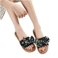 thumbnail image 4 of New Summer Flip-flops Linen Floral Flat Sandals Summer Sandals Green 36, 4 of 8