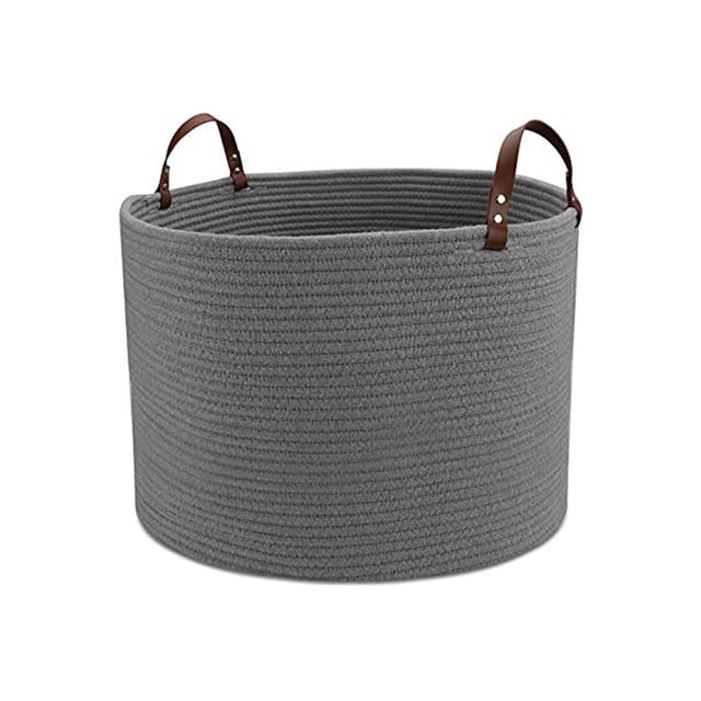 Naiovety Cesta de almacenamiento de ropa Cesto de ropa sucia tejido de gran capacidad Cesto resistente para el hogar Mantas Ropa de cama Almacenamiento y organización del hogar Gris oscuro