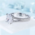 thumbnail image 3 of Blue Jewelry Women's Jewelry - Oval 2 Ct White Moissanite Ring - 14K White Gold Plated Ring - Wedding Rising Split Shank Ring for Women's - Anniversary Gifts for Mom/Girlfriend/Wife, 3 of 10