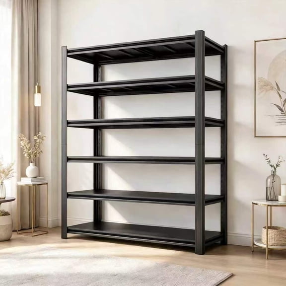 6-Tier Metal Shelving Unit, 82"H x 40"W Adjustable Storage Shelves, 3600lbs Boltless Book Shelf, Shelf Organizer for Kitchen, Living Room, Bathroom, Waterproof Board,  16" D