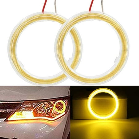 

FENG1 Pair Yellow 80MM 63SMD COB LED Angel Eyes with Shell Car Headlamp Bulbs Halo Ring Lights DRL Decoration DC 12V M (80mm Yellow)-240810