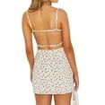 thumbnail image 5 of Coduop Women Floral Sling Cami Dress,Spaghetti Straps Backless Lace Patchwork Short Mini Dress, 5 of 9