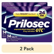 (2 pack) Prilosec OTC Omeprazole 20mg Acid Reducer, Frequent Heartburn Medicine, Unflavored, 14 Count