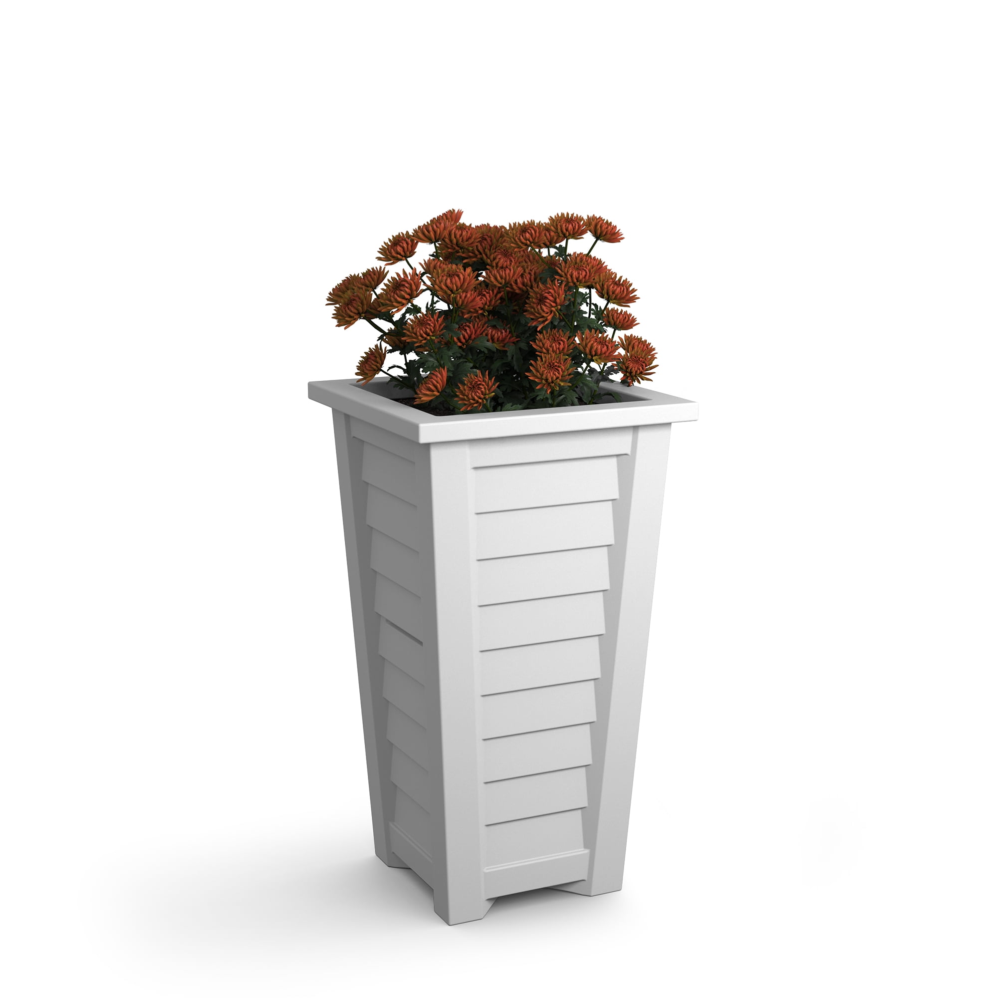 Mayne Lakeland 16" x 16" x 28" Tall Square White Self Watering Plastic Planter