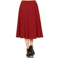 thumbnail image 3 of Women's A-Line Pleats High Waist Elastic Band Comfy Solid Midi Skirt S-3XL, 3 of 4