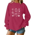 thumbnail image 4 of Womens Valentine's Day Sweatshirt, Hot Pink Heart Print Oversized Crewneck, Cute Casual Gift with Hand-Drawn Hearts, Soft Long Sleeve Pullover,Size S, 4 of 5