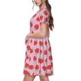 thumbnail image 2 of Easygdp Hand Drawn Strawberry para Vestido Transpirable de Mujer, Vestido Suelto de Manga Corta con Pliegues y Bolsillos para el Verano, 2 of 6