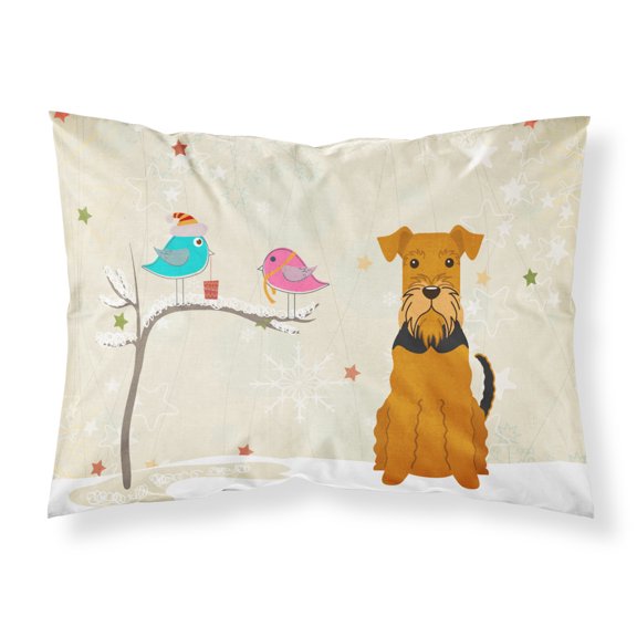 Christmas Presents between Friends Airedale Terrier Fabric Standard Pillowcase
