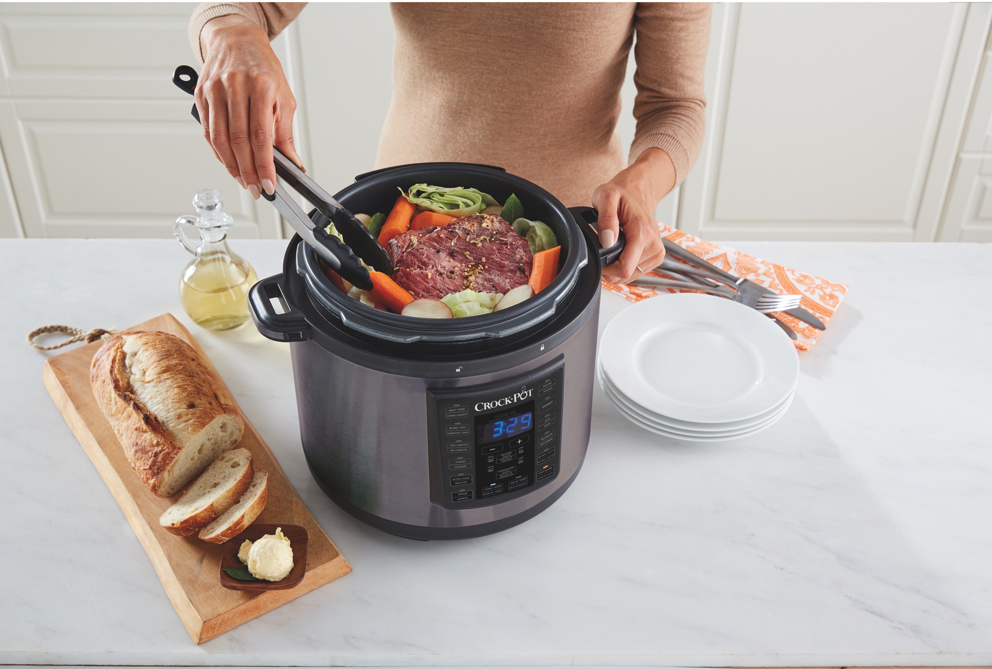 Crock-Pot 6 Qt 8-in-1 Multi-Use Express Crock Programmable Pressure Cooker, Slow Cooker, Sauté, and Steamer, Black Stainless Steel - image 5 of 10