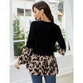 thumbnail image 4 of Yesfashion Women's Long Sleeve Ruffles Tunic Leopard Print Tops Babydoll Peplum Blouses, 4 of 5