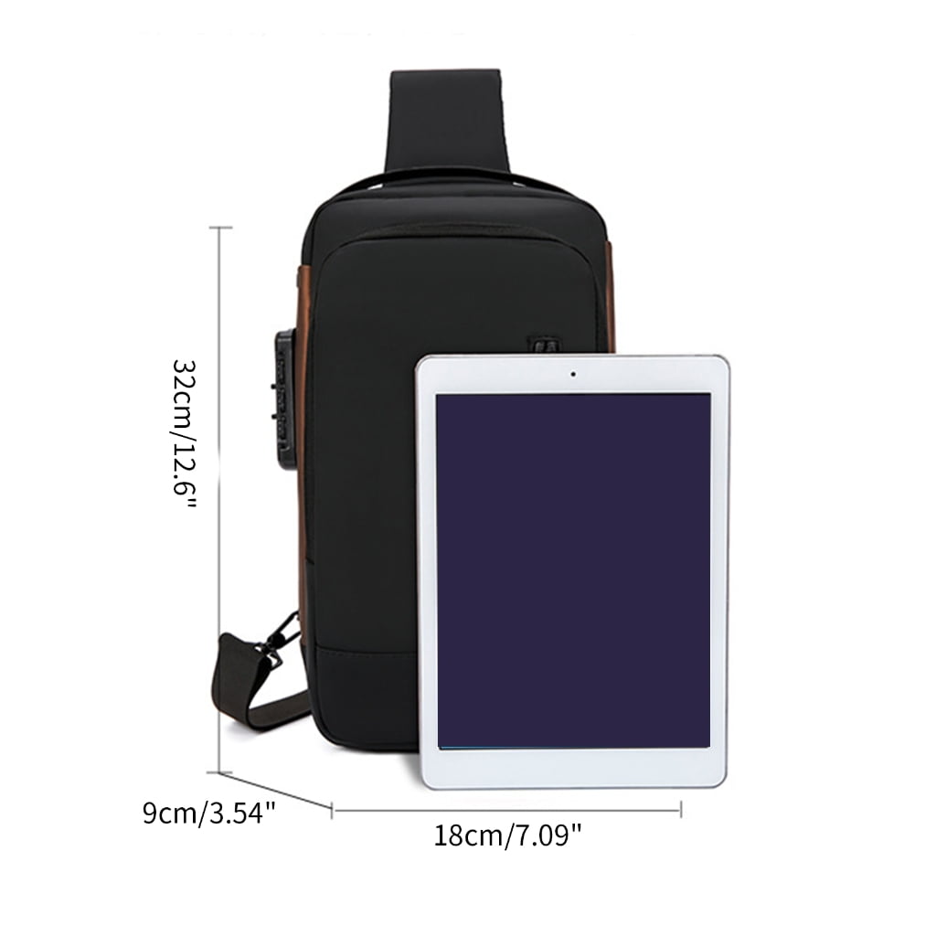 Men Chest Sling Bags Antitheft Shoulder Bag with Password Lock Outdoor Sports Bag Travel Pack Fashion Crossbody Bag
