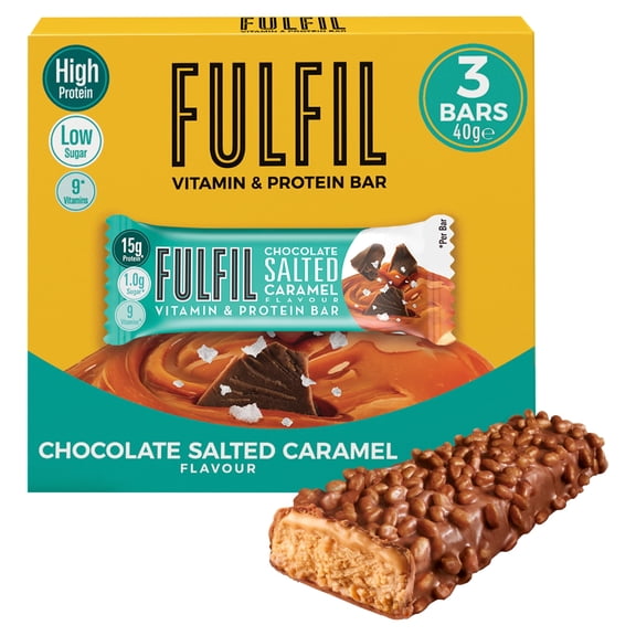 Fulfil Chocolate Salted Caramel 3X40g, Imported from Britain