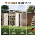 thumbnail image 5 of BaPiPro 12x10 ft Outdoor Metal Storage Shed with Base - Lockable Door & Waterproof, for Tools, Garden Equipment/Bikes, Brown, 5 of 8